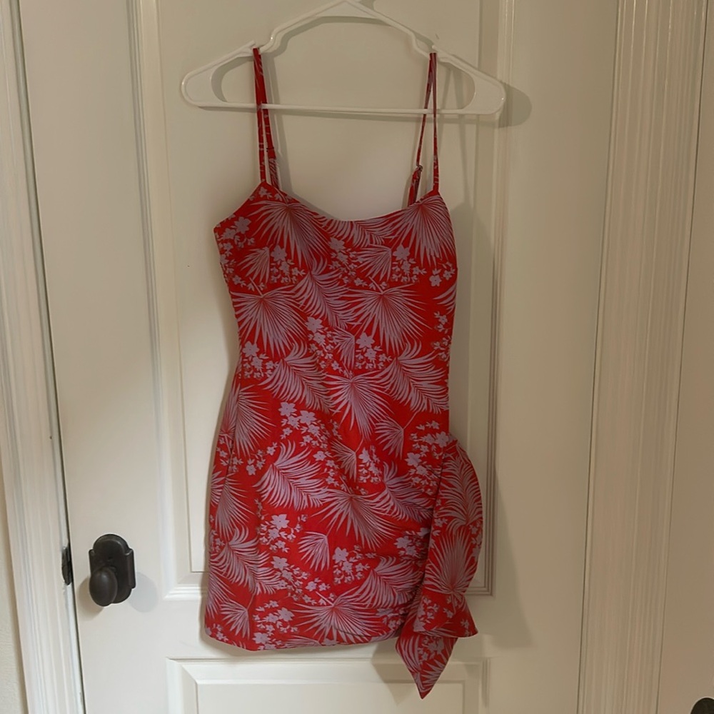 Read and pink Likely flower dress